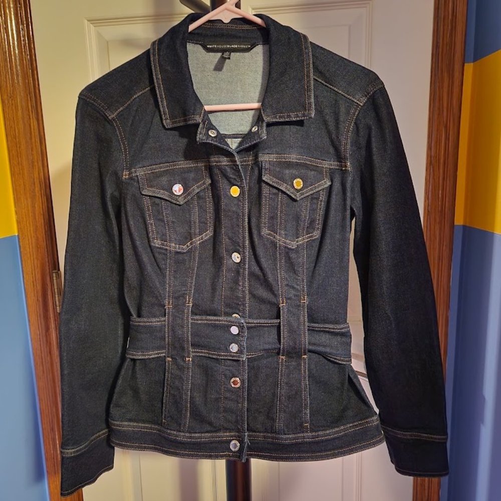 White House Black Market Belted Jean Jacket